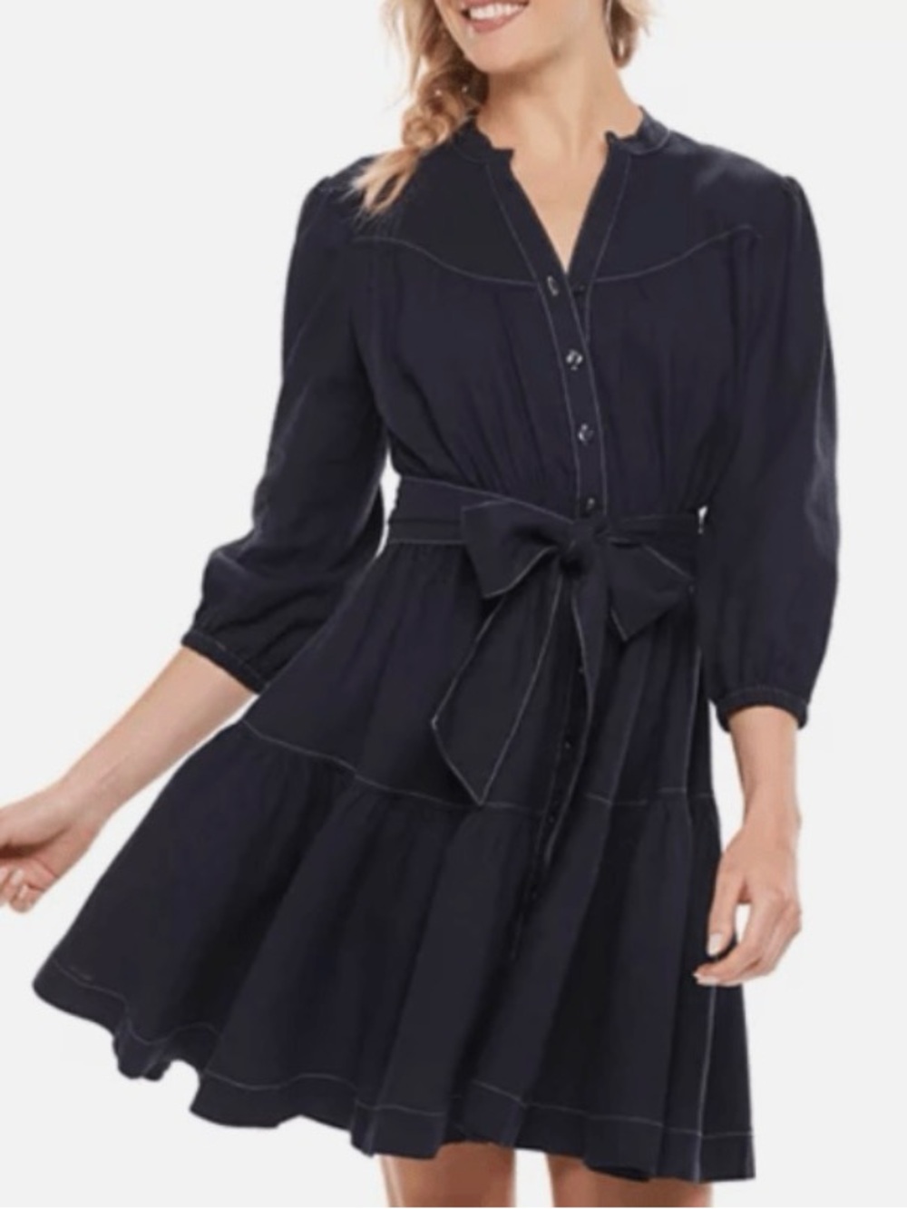 Now Gen x Sonoma Goods For Life Western Navy Blue Dress